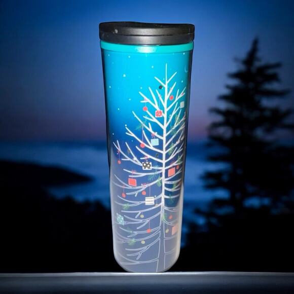 Starbucks Tumbler Christmas Tree Acrylic 16oz Holiday Swivel Holiday Tea Coffee - Picture 1 of 11